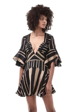 Acler Archer Mini Dress Bronze Stripe Size 6 for rent on The Volte - image 1