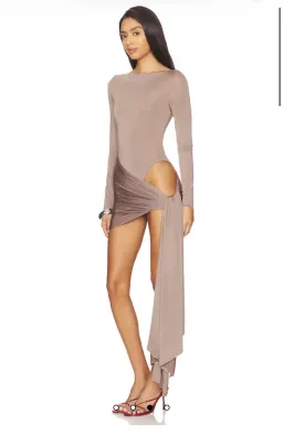 Imari Mini Dress in Taupe for rent on The Volte - image 3