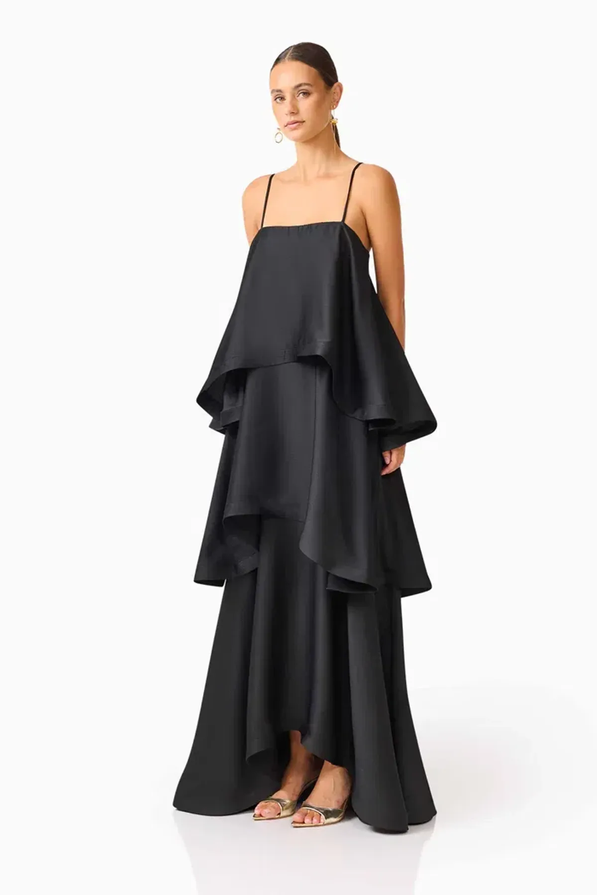 Elliatt Tilly Tiered Maxi Dress in Black Size Small - Image 2