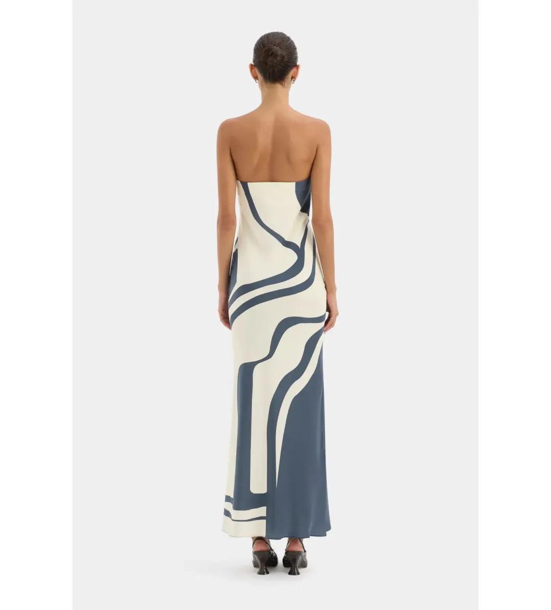 Sir The Label Lilou Strapless Midi Dress in Liora Charcoal Blue Size 2/AU10 for rent on The Volte - main image
