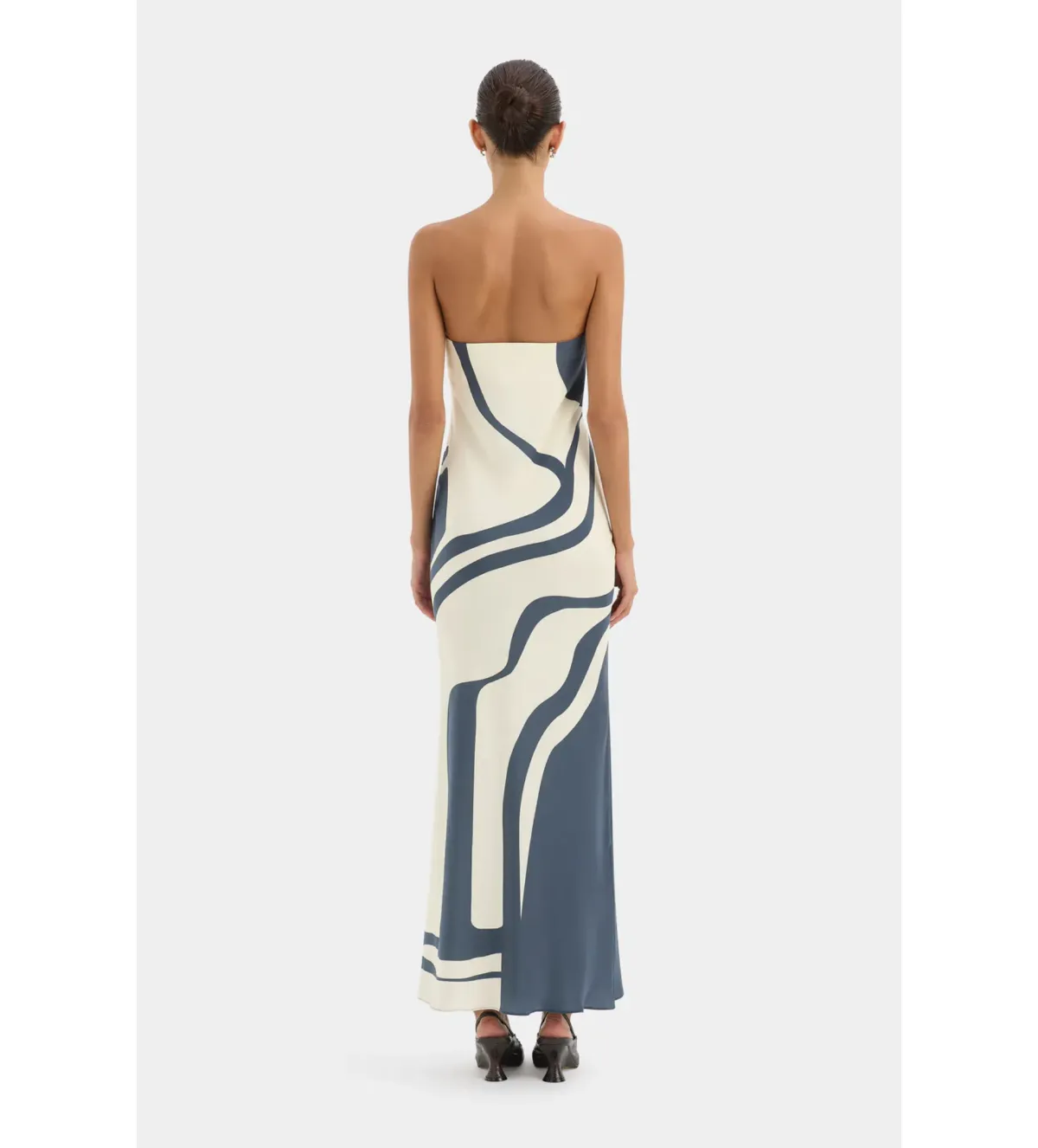 Sir The Label Lilou Strapless Midi Dress in Liora Charcoal Blue Size 2/AU10 - Image 3