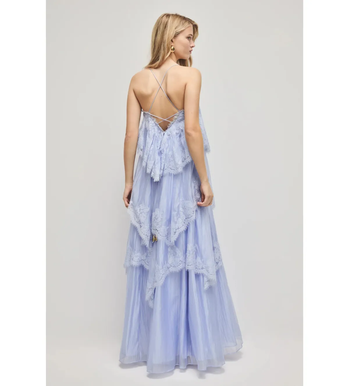Aje Ophelia Lace Gown in French Blue Size AU8 - Image 3