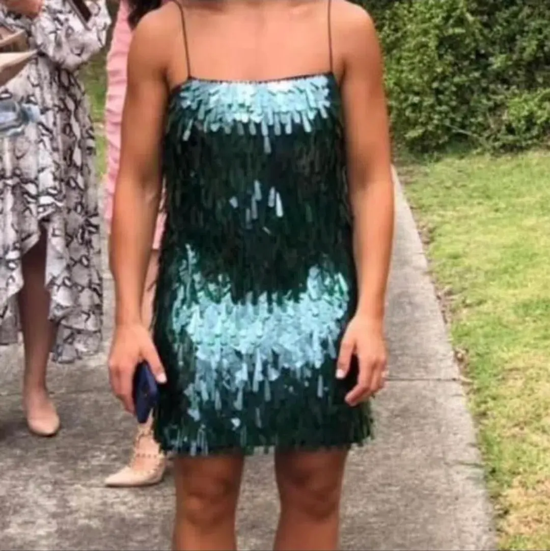 Rachel Gilbert Taylah Mini Dress in Green Size 0/AU6 for rent on The Volte - main image