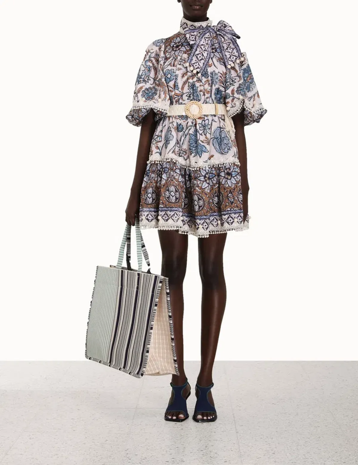 Zimmermann Vitali Tie Neck Mini Dress | Size 3 AU 14 for rent on The Volte - main image