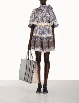 Zimmermann Vitali Tie Neck Mini Dress | Size 3 AU 14 for rent on The Volte - image 1