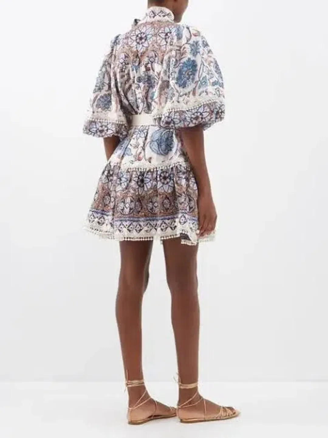 Zimmermann Vitali Tie Neck Mini Dress | Size 3 AU 14 for rent on The Volte - main image