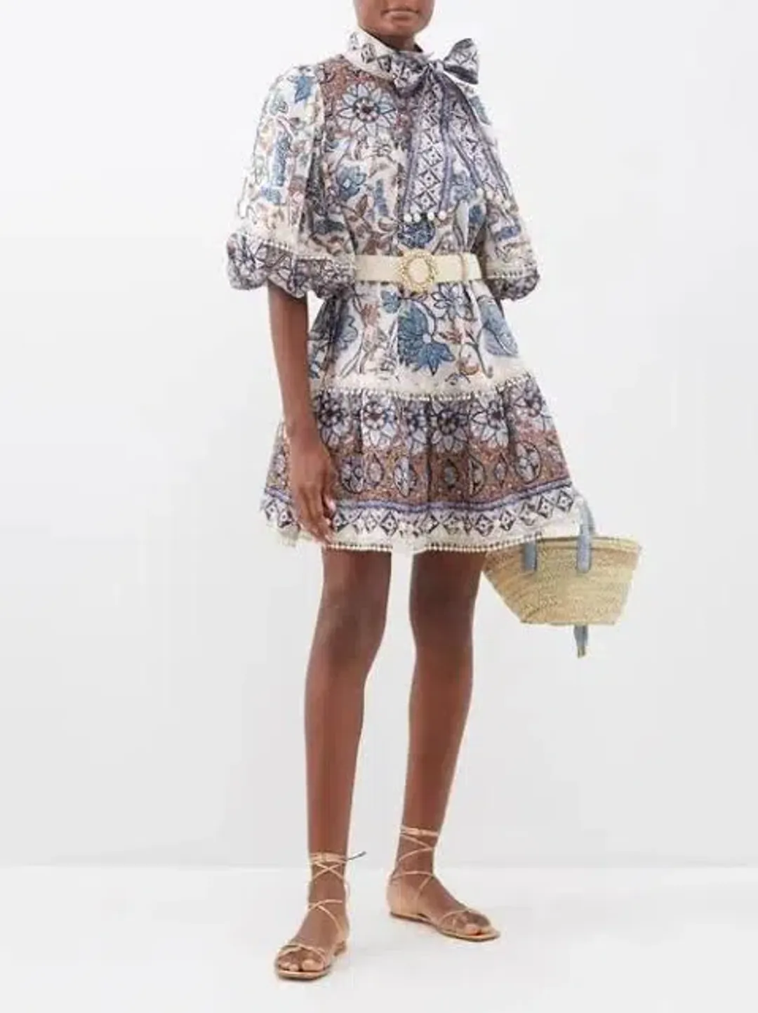 Zimmermann Vitali Tie Neck Mini Dress | Size 3 AU 14 for rent on The Volte - main image
