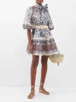 Zimmermann Vitali Tie Neck Mini Dress | Size 3 AU 14 for rent on The Volte - image 3