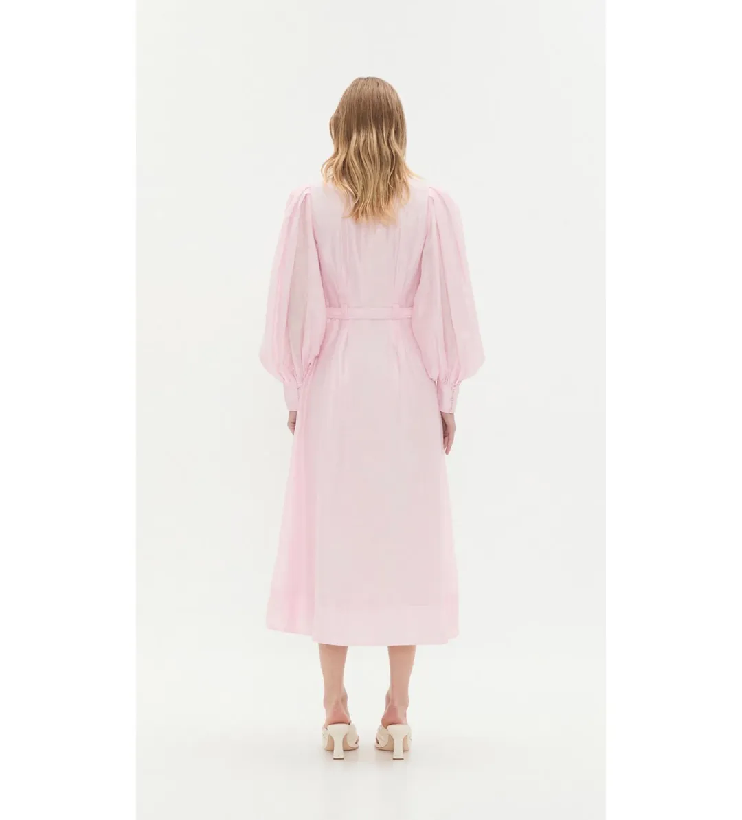 Aje Colette Shirt Midi Dress Pastel Pink Size 10 for rent on The Volte - main image
