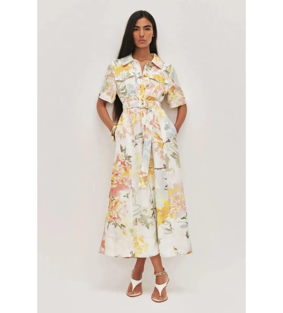 Aje Manon Midi Dress in Jardin Floral Print Size 12 for rent on The Volte - main image