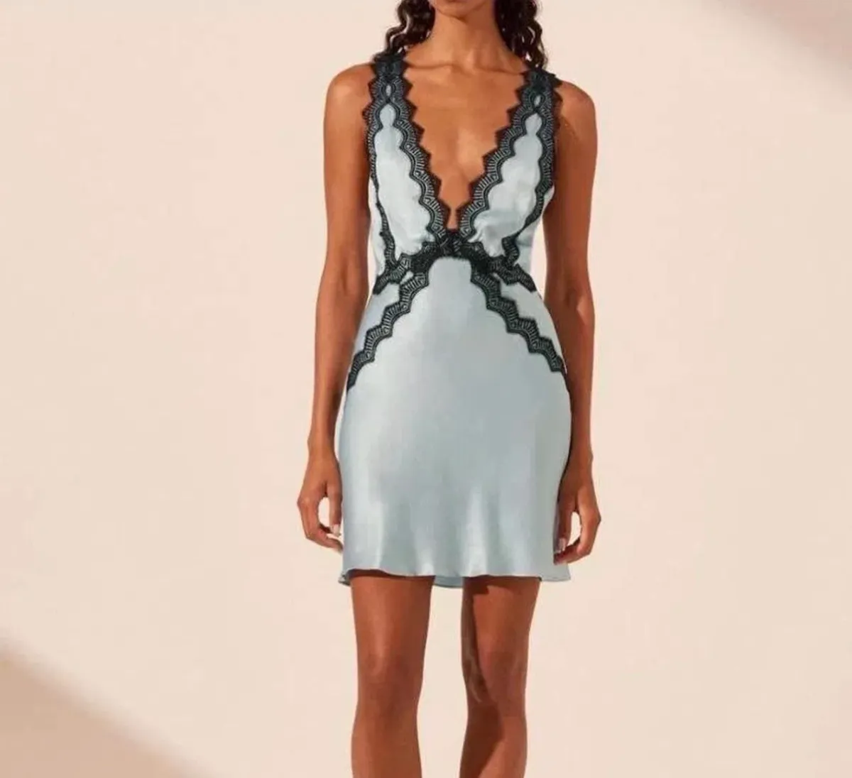 Shona Joy Camille Lace Cross Back Mini Dress Size 10 for rent on The Volte - main image