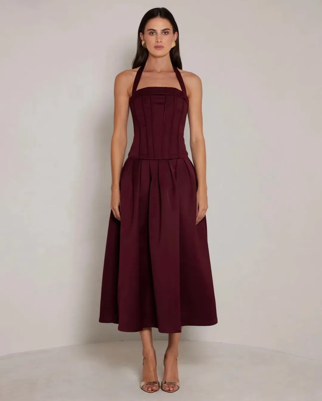 Elle Zeitoune Dakota Dress in Wine Size 6 for rent on The Volte - main image