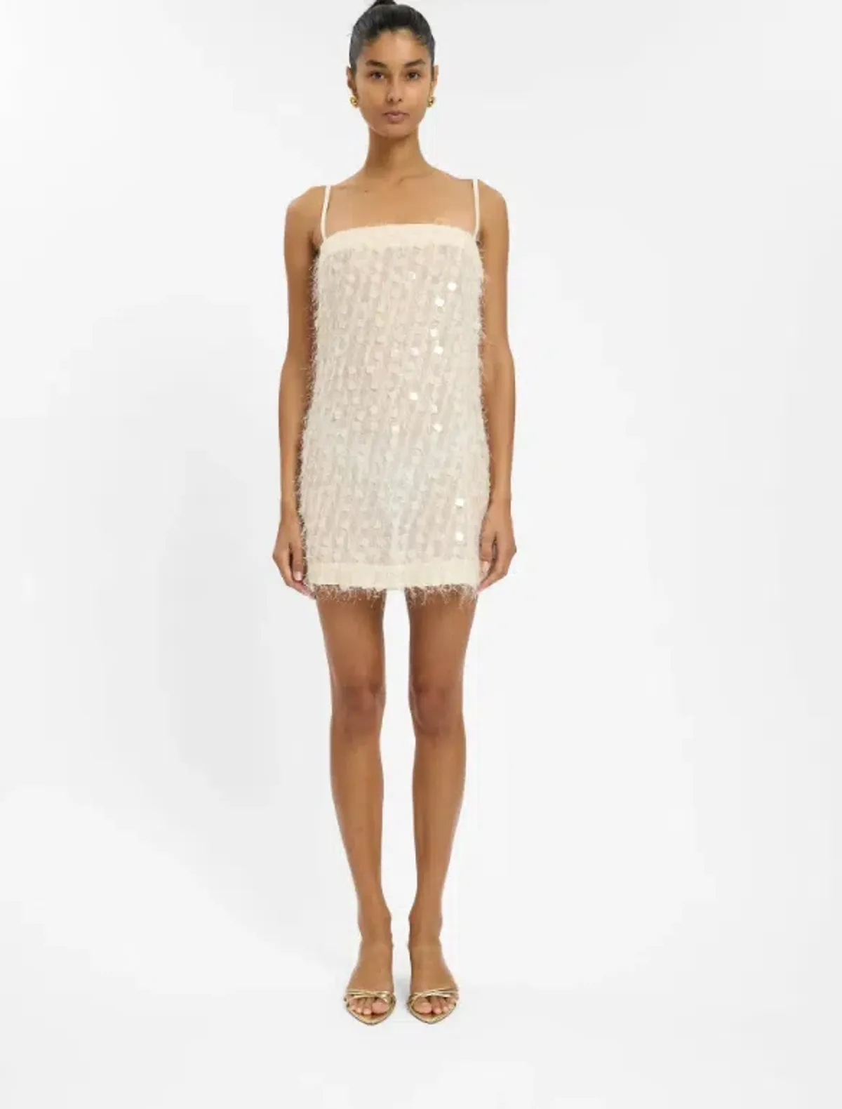 With Harper Lu Shift Mini Dress Sheer Jacquard White Size Small - Image 8