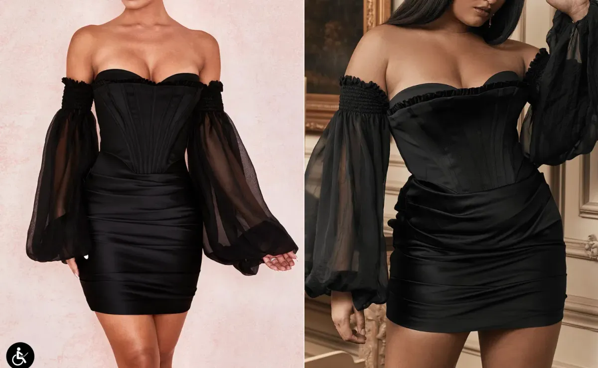House of CB "BEAU" Black Corset Mini Dress w/ Sleeves S BRAND NEW - Image 1