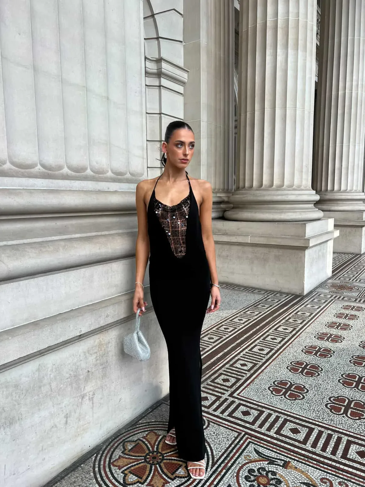 Alpin Beaded Black Sequin Gown - Image 3