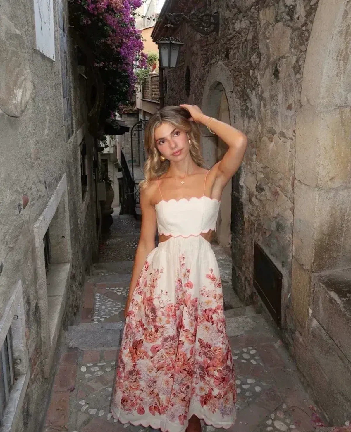 Zimmermann Devi Scallop Midi Dress in Floral Size 1 AU 10 - Image 1