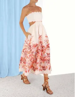 Zimmermann Devi Scallop Midi Dress in Floral Size 1 AU 10 for rent on The Volte - image 2