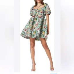 Elliatt Ecliptic Floral Puff Sleeve Mini Dress | Size S / Small for rent on The Volte - image 1