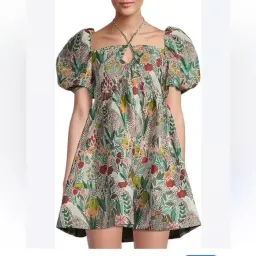 Elliatt Ecliptic Floral Puff Sleeve Mini Dress | Size S / Small for rent on The Volte - image 2