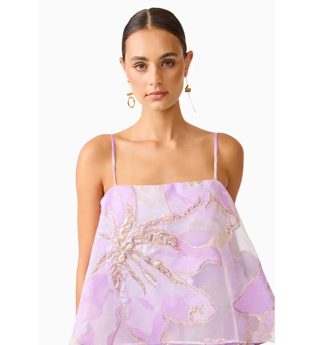 Elliatt Elysia Tiered Gown in Purple Floral Size S/AU 8 for rent on The Volte - main image