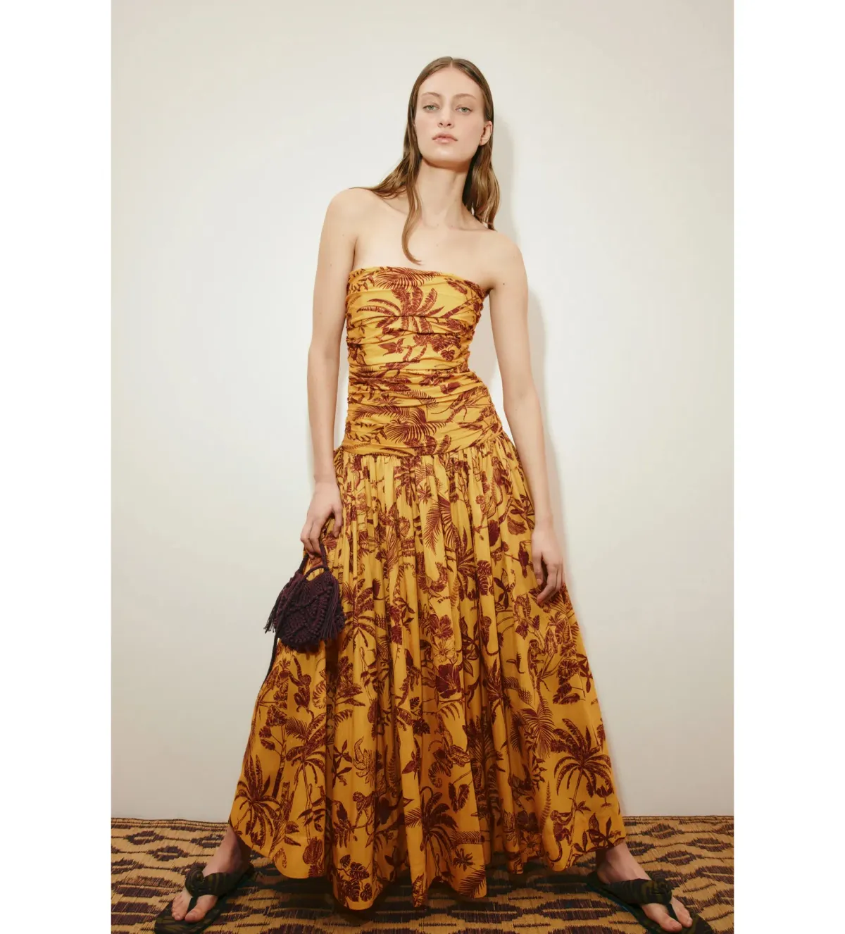 Alemais Banana Blossom Ruched Gown in Print Size AU8 - Image 1
