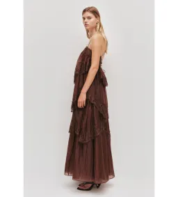 Aje Ophelia Lace Gown in Chocolate Size AU6 for rent on The Volte - image 2