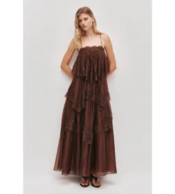 Aje Ophelia Lace Gown in Chocolate Size AU6 for rent on The Volte - image 1