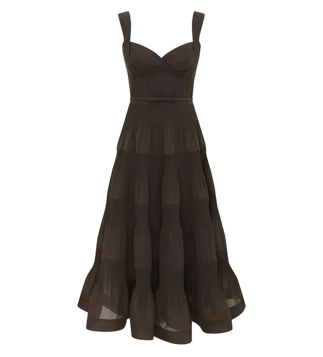 Zimmermann Pleated Draped Midi Dress in Olive Size 0 / AU8 for rent on The Volte - main image
