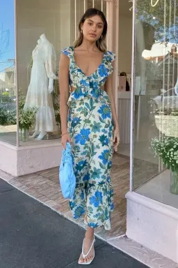 Sir the Label Celia Frill Midi Dress Marguerite Floral Print Size 0 / AU 6 for rent on The Volte - image 1