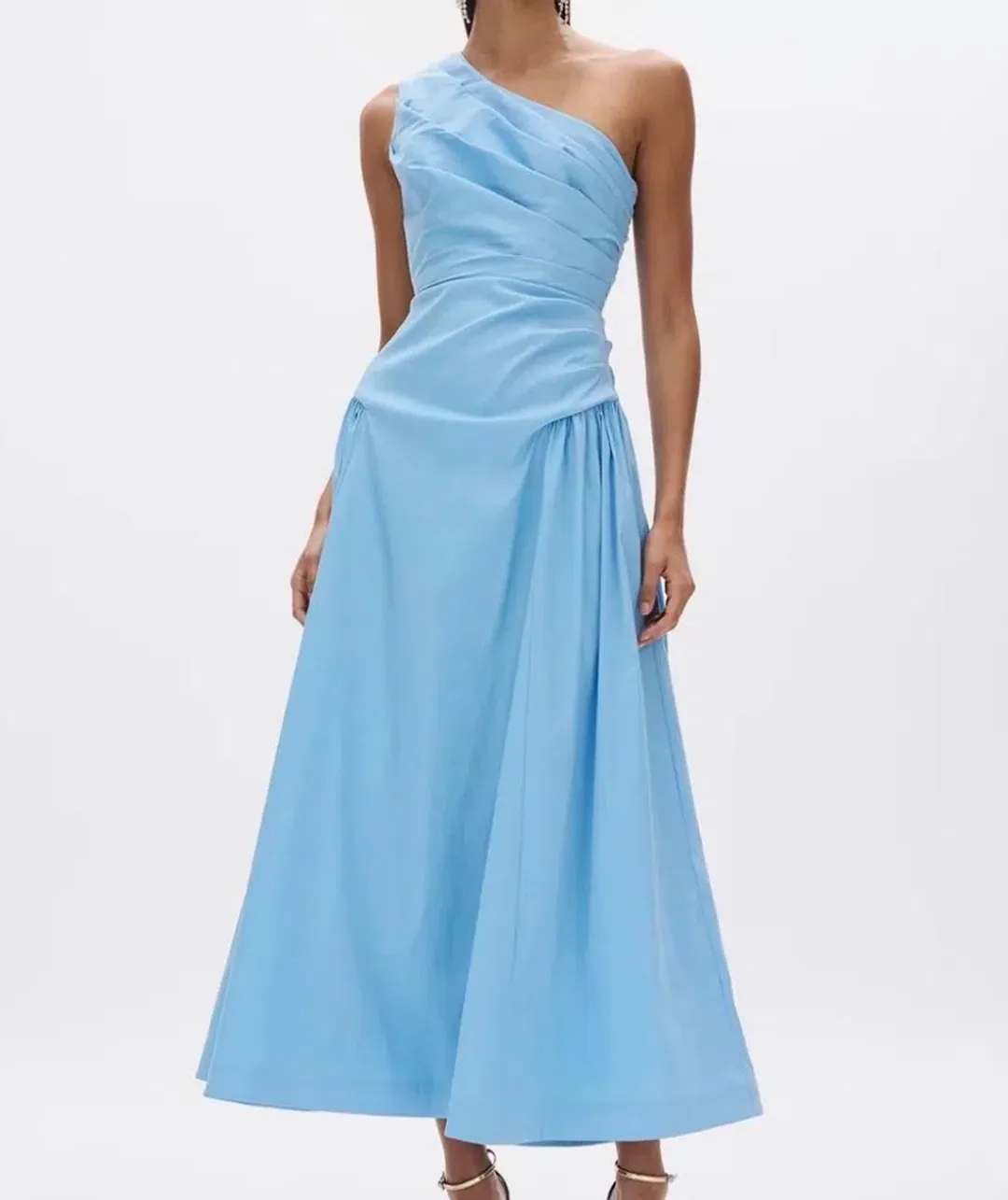 Rachel Gilbert Blue One-Shoulder Banksia Midi Dress Size 3/AU 12 for rent on The Volte - main image