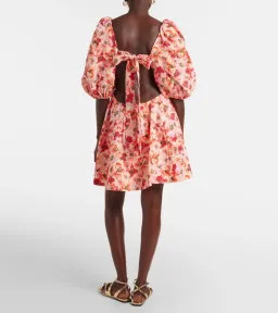 Zimmermann lightburst cutout floral linen minidress size 0 / Aus 8 for rent on The Volte - image 2