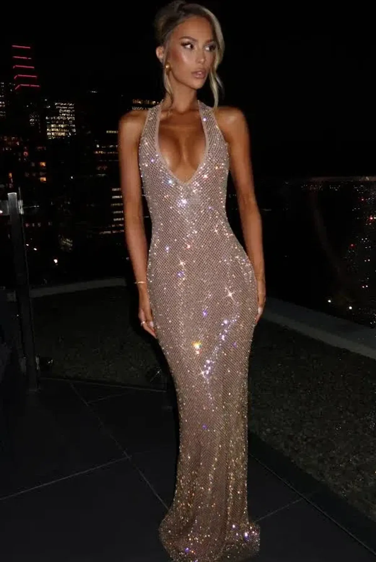 babyboo starla maxi dress size xs (Gold) - Image 1