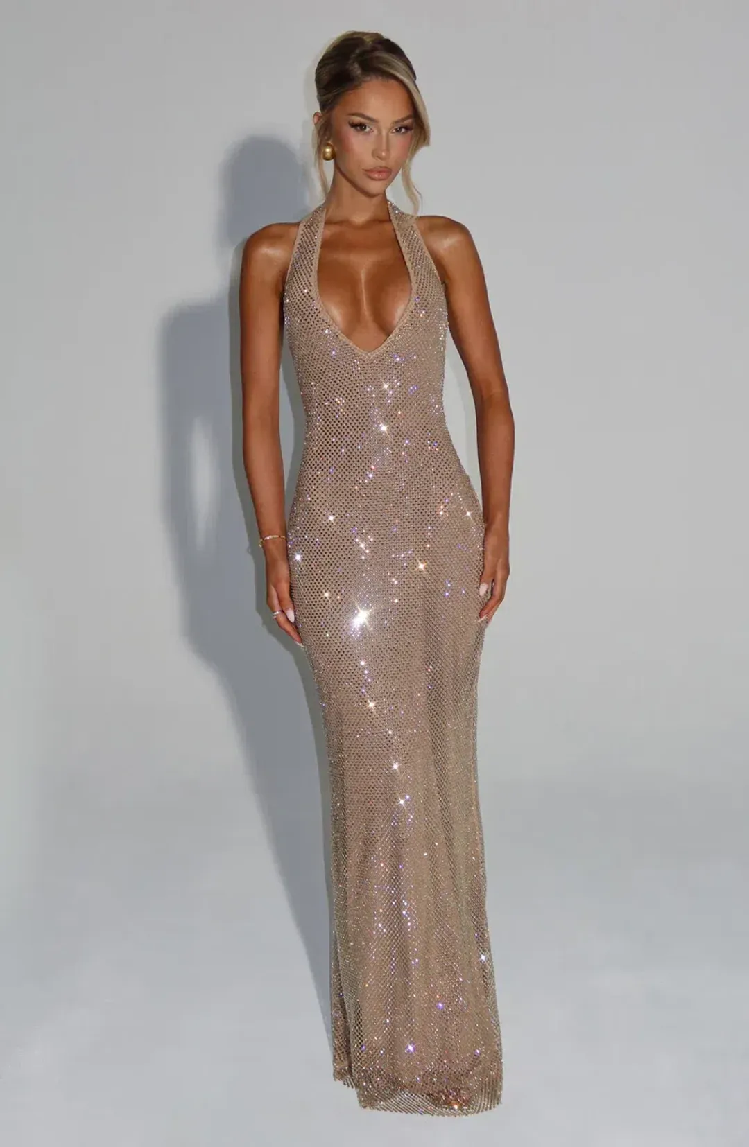 babyboo starla maxi dress size xs (Gold) for rent on The Volte - main image