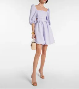 Zimmermann Halliday Scalloped linen minidress lilac size 0P / Aus 6 for rent on The Volte - image 1