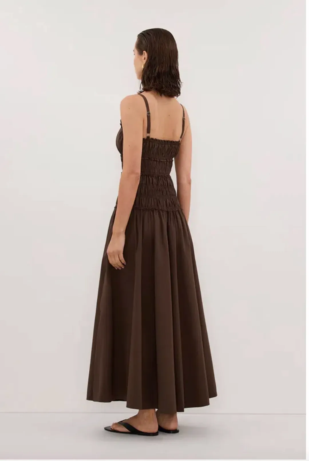 Dissh Toby bitter chocolate cotton midi dress size Aus 6 for rent on The Volte - main image
