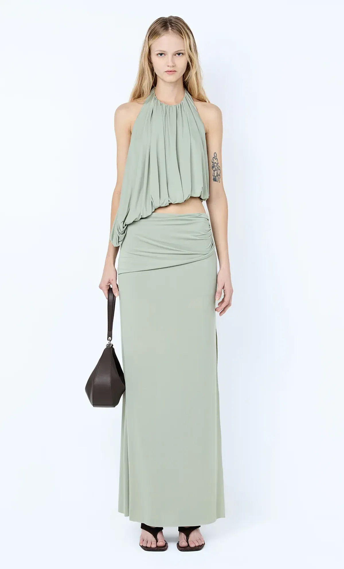 Bec and Bridge Cadence Racer Maxi Dress Pistachio Size 8 for rent on The Volte - main image