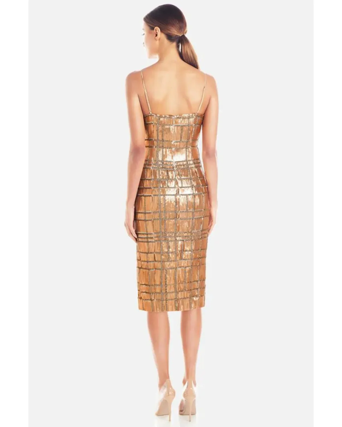 Misha Yvette Dress Gold Sequin Size 10 - Image 2