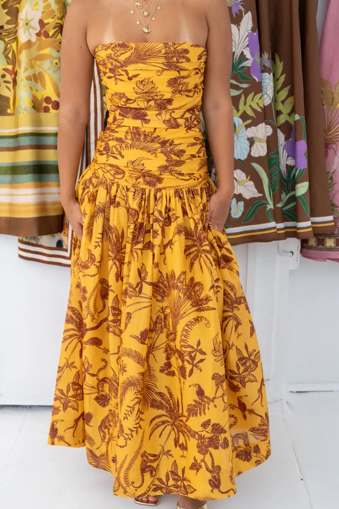 Alemais Banana Blossom Ruched Gown- 6 for rent on The Volte - main image