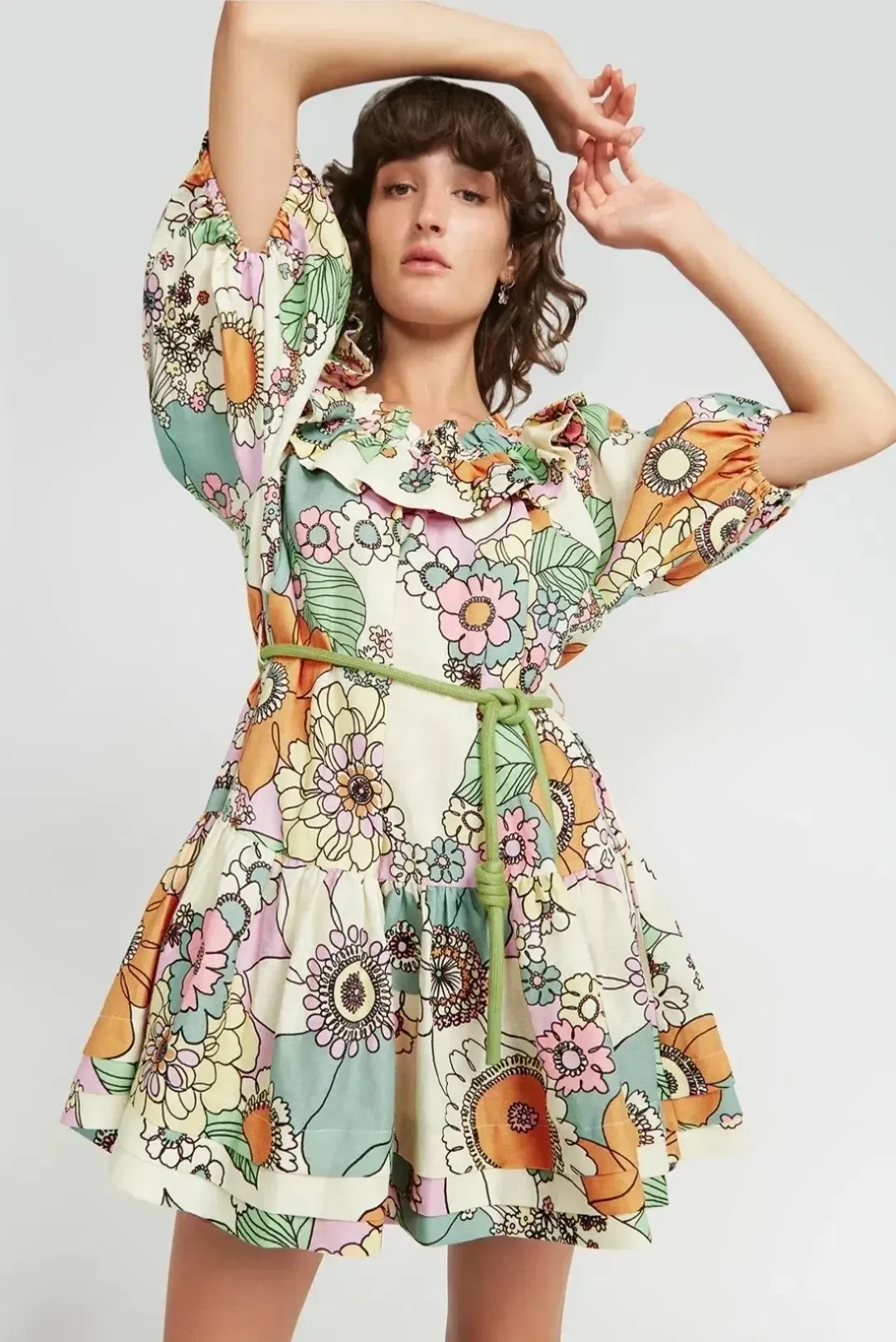 Alemais Farrah Ruffle Mini Dress Size 14 for rent on The Volte - main image