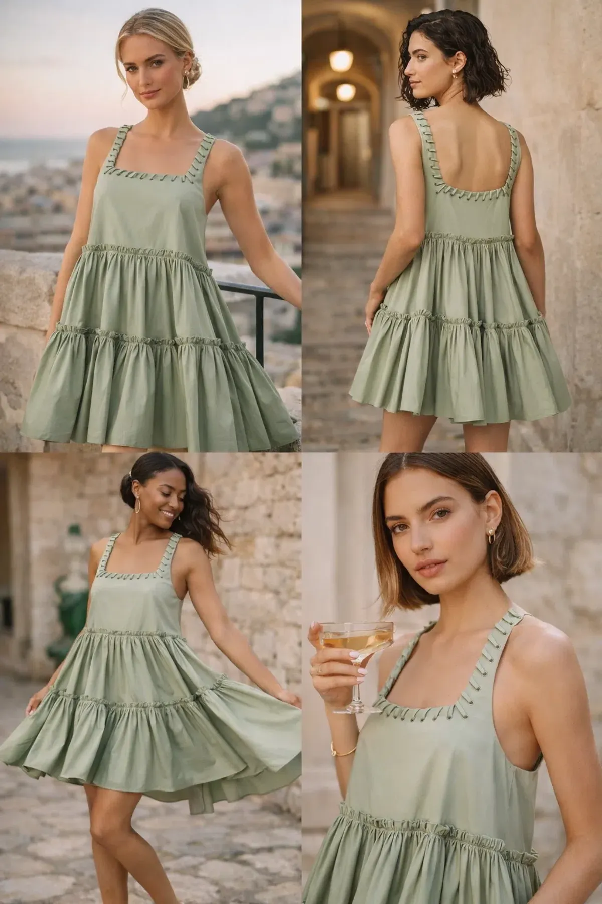 Aje Hushed Mini Dress 8 – Bamboo Mint Green/ Blue - Size 8 XS S - Image 1