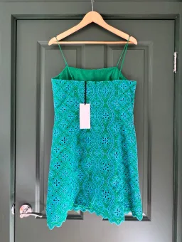 Saloni Abbi Scalloped Broderie Anglaise Cotton Mini Dress. Size 12 for rent on The Volte - image 2