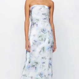 Bec + Bridge Moon Dance Strapless Dress in the "Watercolour Floral". Size 12 for rent on The Volte - image 4