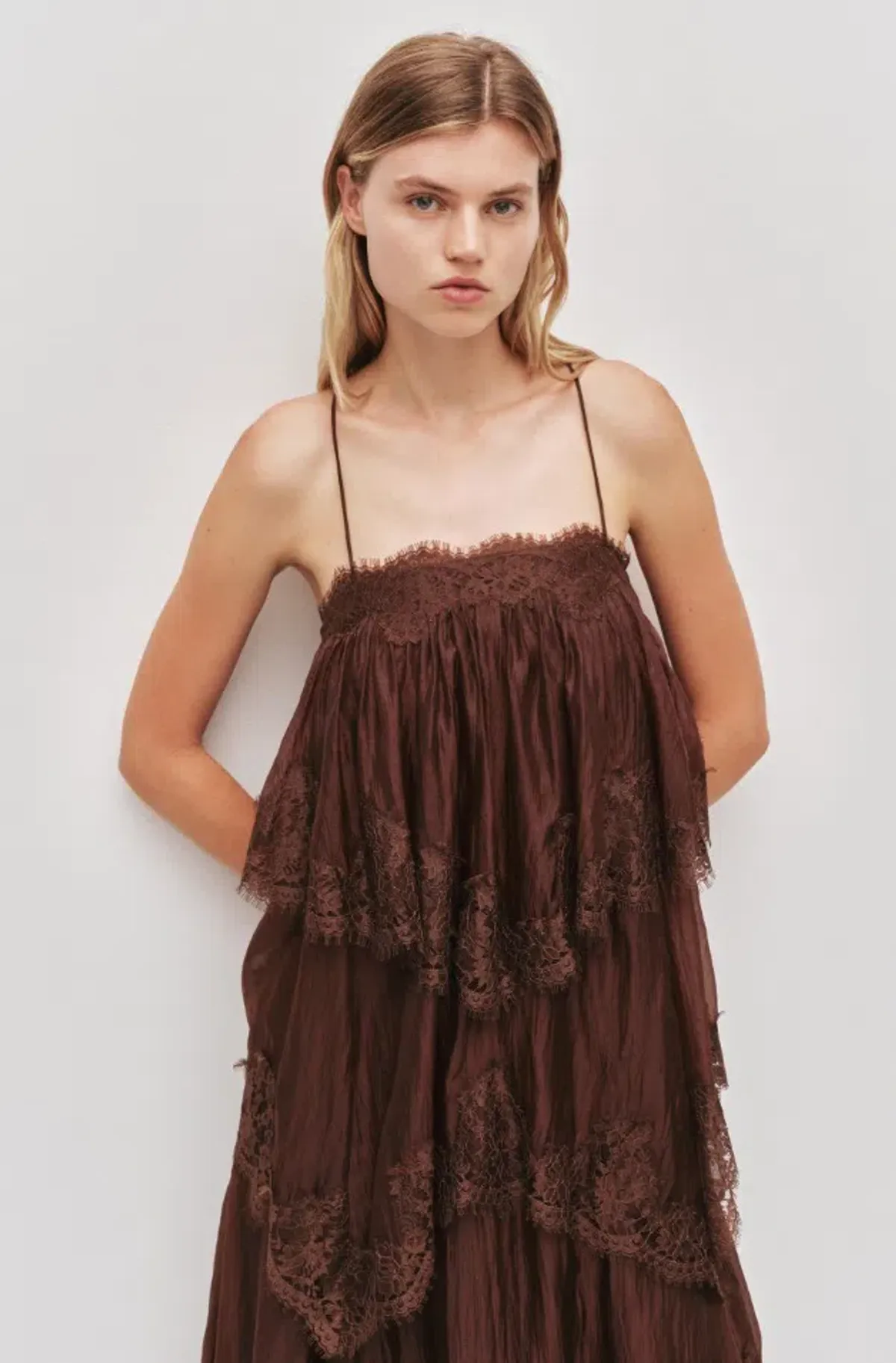 Aje Ophelia Lace Gown Chocolate Brown Size 8 - Image 2