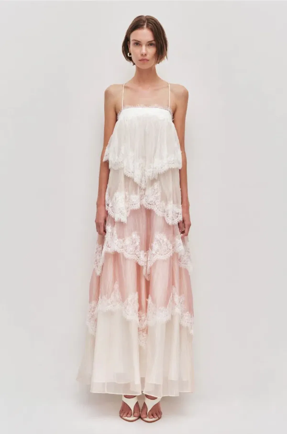 Aje Ophelia Lace Gown Pink White Multi Size 8 - Image 2
