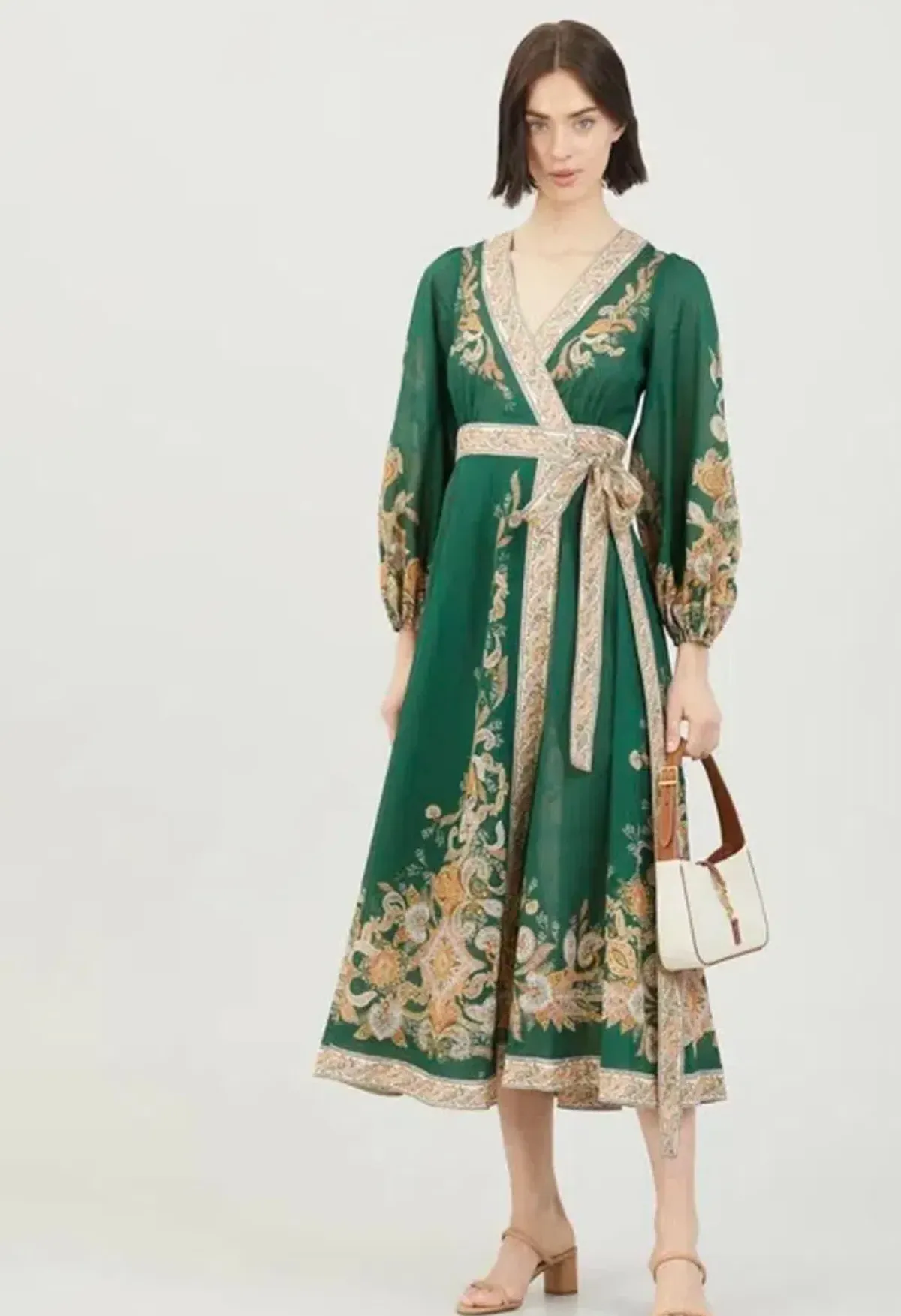 Zimmerman Devi Wrap Dress in Emerald Size 3 - Image 2