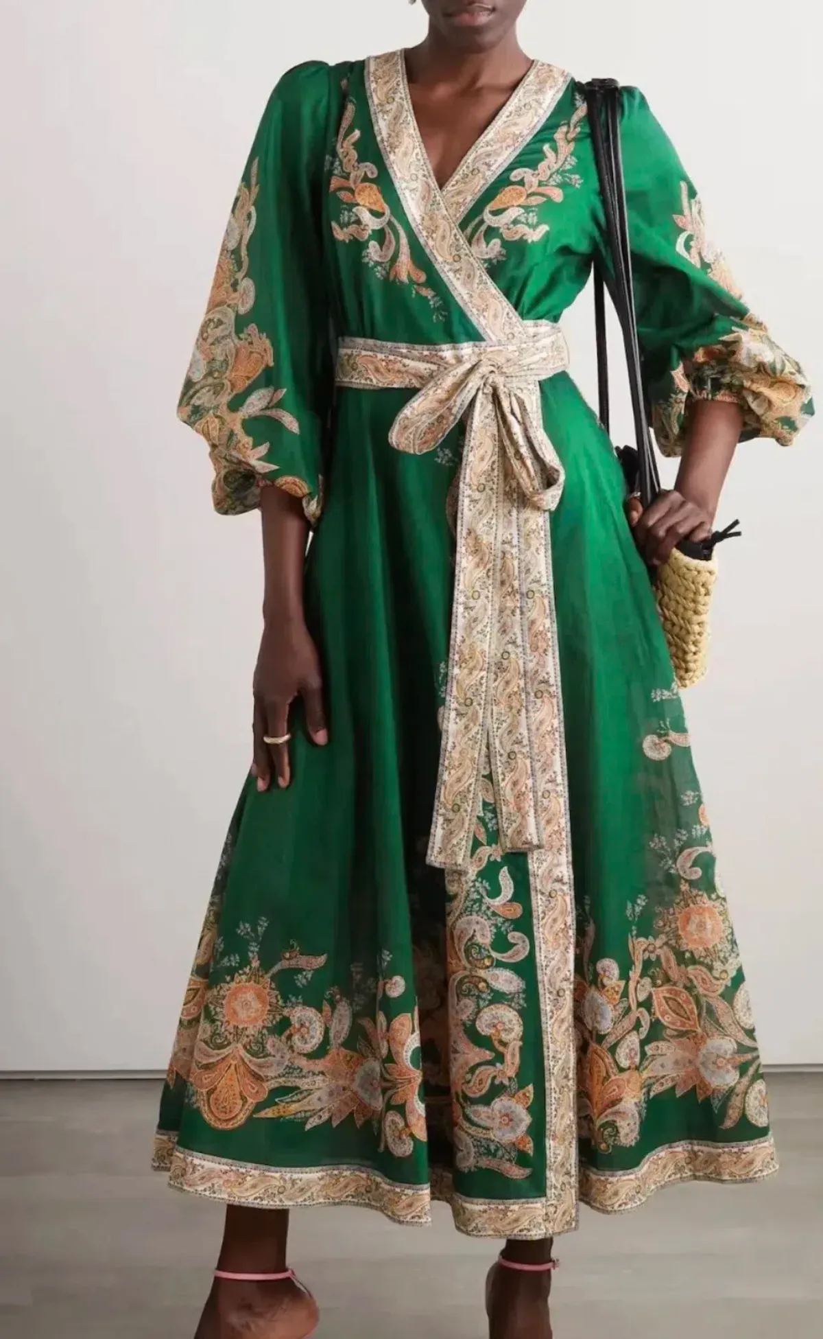 Zimmerman Devi Wrap Dress in Emerald Size 3 - Image 1