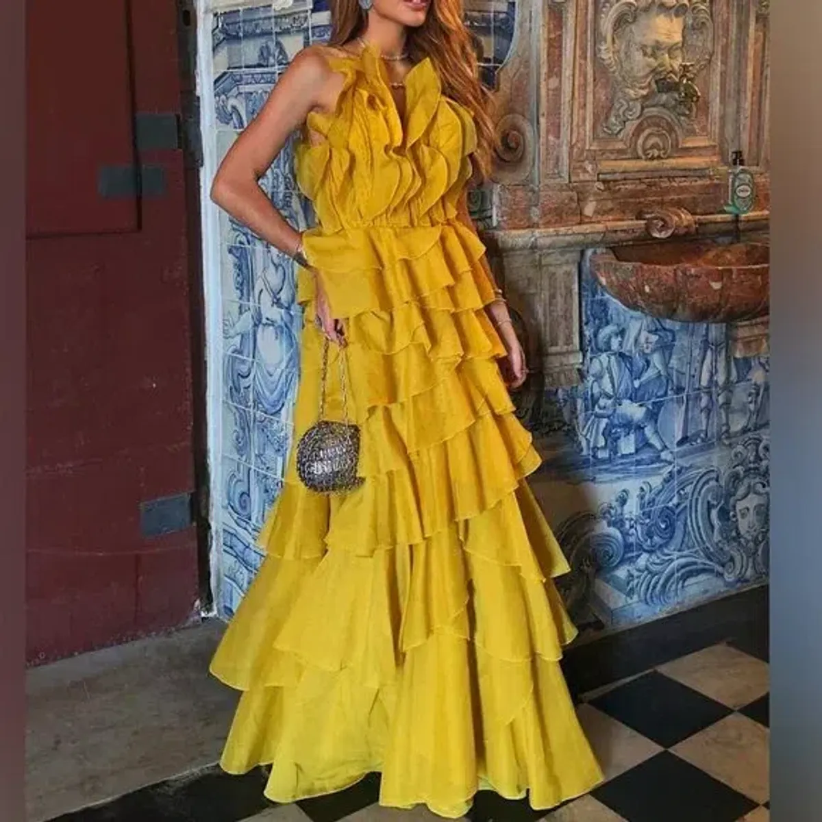 Aje Cleo Gown in Chartreuse Size 14 - Image 2
