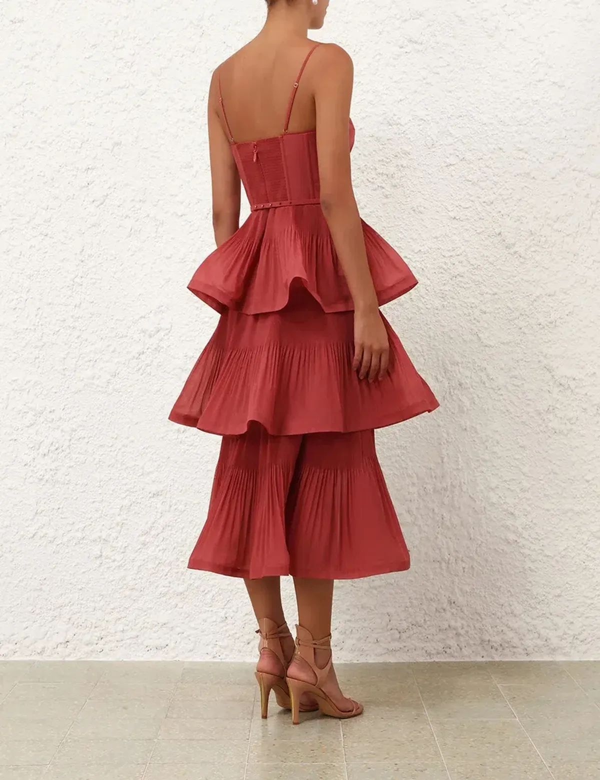 Zimmerman Pleated Tiered Midi Dress size 1/AU10 - Image 4