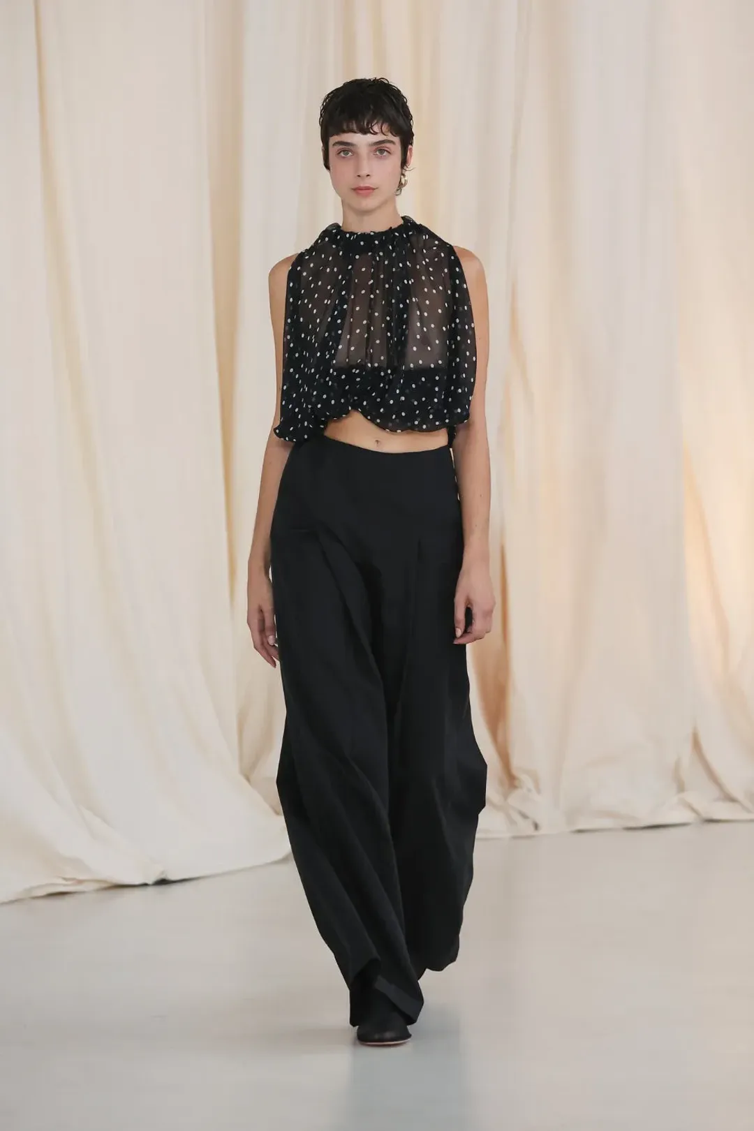 Bianca Spender Black Polka Dot Silk Emerge Top Size S for rent on The Volte - main image
