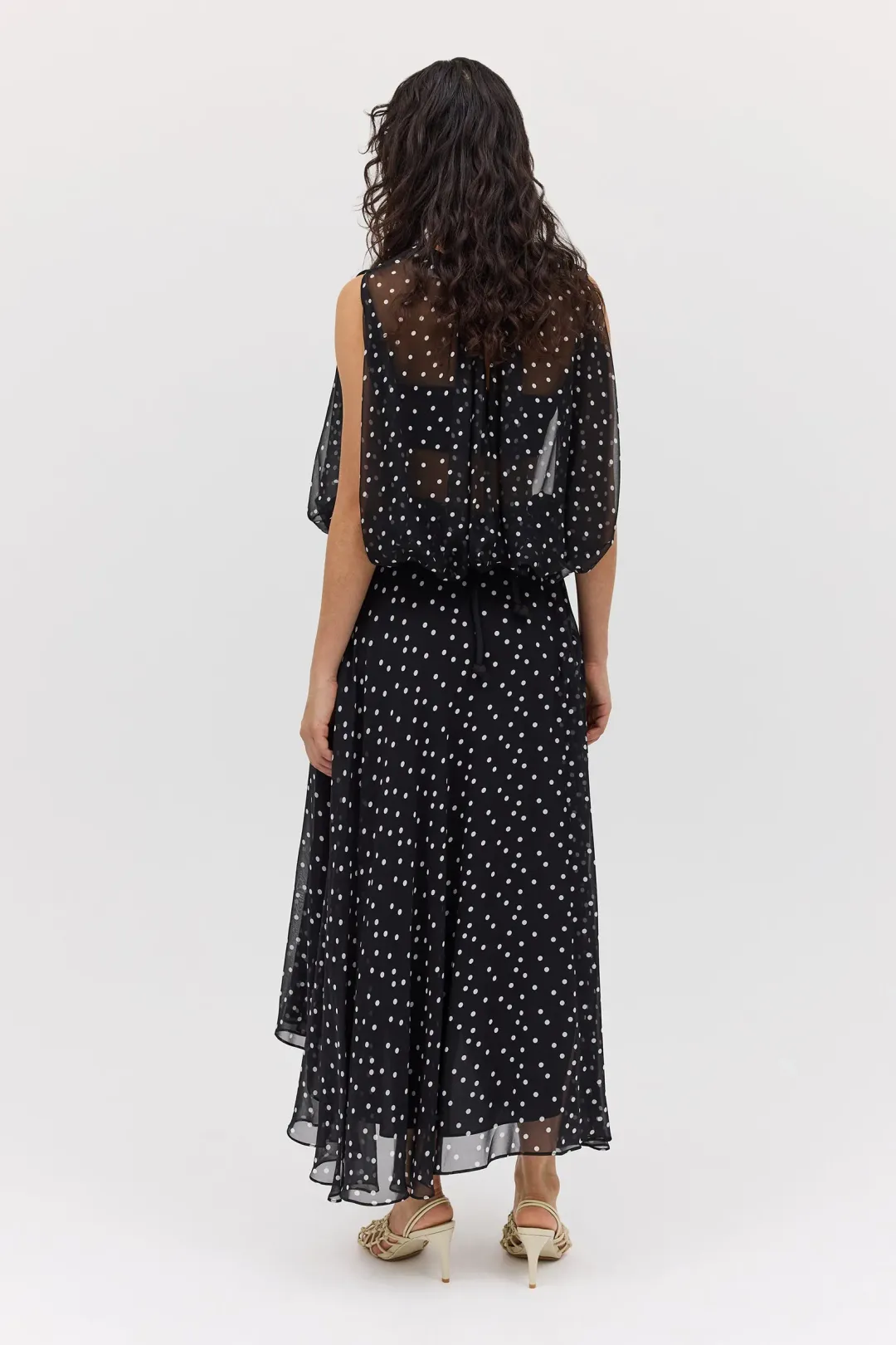 Bianca Spender Black Polka Dot Silk Emerge Top Size S for rent on The Volte - main image